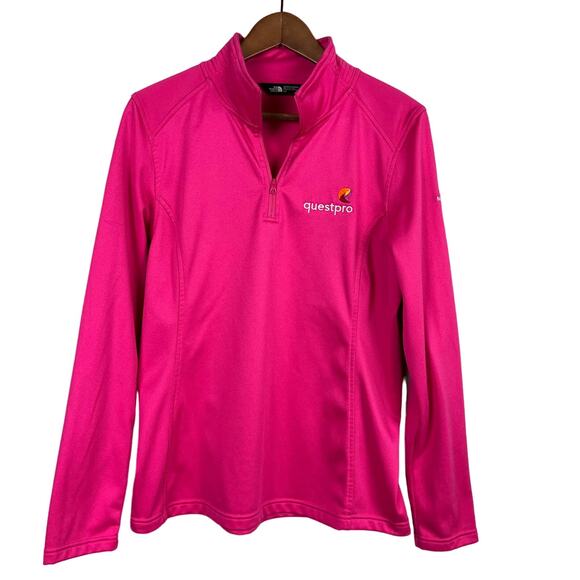 The North Face Fleece Pullover Logo Pink Half Zip Long Sleeve - L - Picture 1 of 5